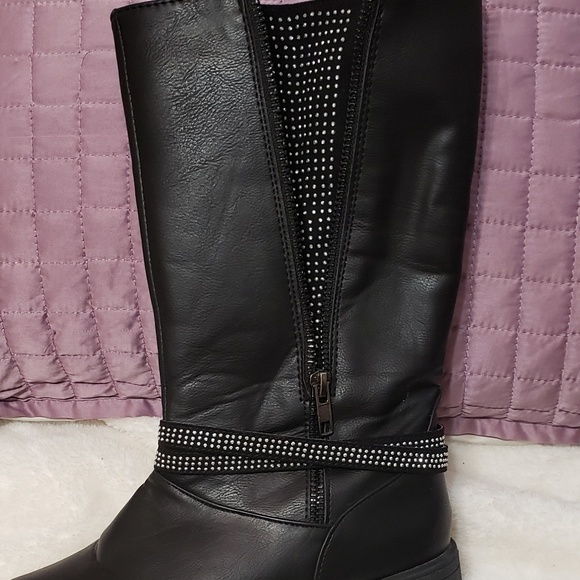 Rampage Girls Leona black rhinestone boots, 3M - Picture 2 of 8